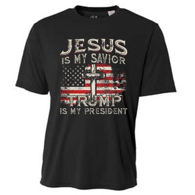 Jesus Is My Savior Trump Is My President Cooling Performance Crew T-Shirt