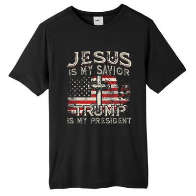 Jesus Is My Savior Trump Is My President Tall Fusion ChromaSoft Performance T-Shirt