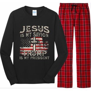 Jesus Is My Savior Trump Is My President Long Sleeve Pajama Set