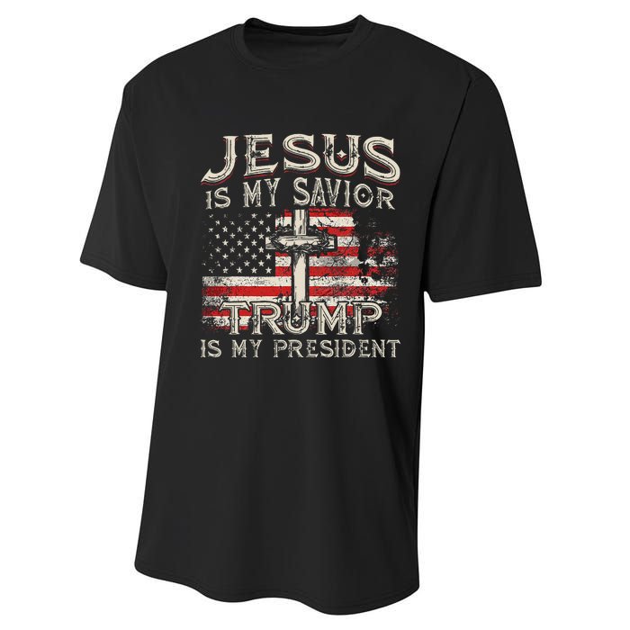 Jesus Is My Savior Trump Is My President Performance Sprint T-Shirt