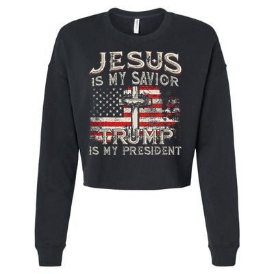 Jesus Is My Savior Trump Is My President Cropped Pullover Crew