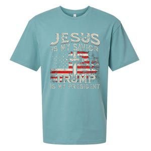 Jesus Is My Savior Trump Is My President Sueded Cloud Jersey T-Shirt