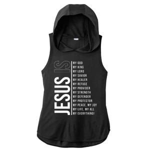 Jesus Is My Lord My Everything Christianity Quote Ladies PosiCharge Tri-Blend Wicking Draft Hoodie Tank