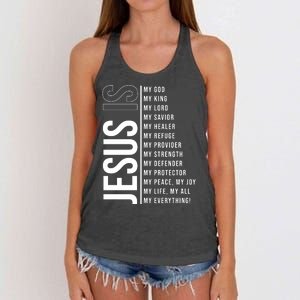 Jesus Is My Lord My Everything Christianity Quote Women's Knotted Racerback Tank