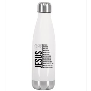 Jesus Is My Lord My Everything Christianity Quote Stainless Steel Insulated Water Bottle