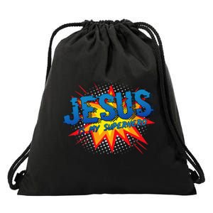 Jesus Is My Superhero Cute Powerful Christian Gift Comic Drawstring Bag