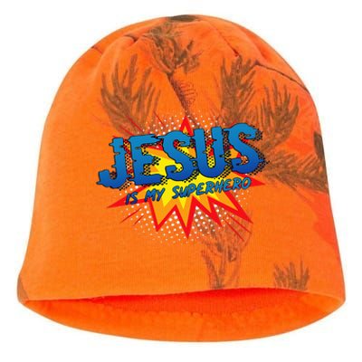 Jesus Is My Superhero Cute Powerful Christian Gift Comic Kati - Camo Knit Beanie