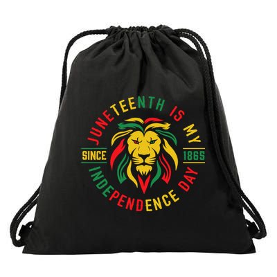 Juneteenth Is My Independence Day Lion Free Ish Since 1865 Drawstring Bag