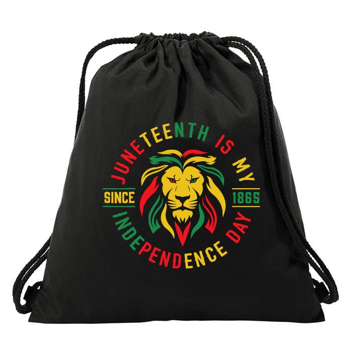 Juneteenth Is My Independence Day Lion Free Ish Since 1865 Drawstring Bag