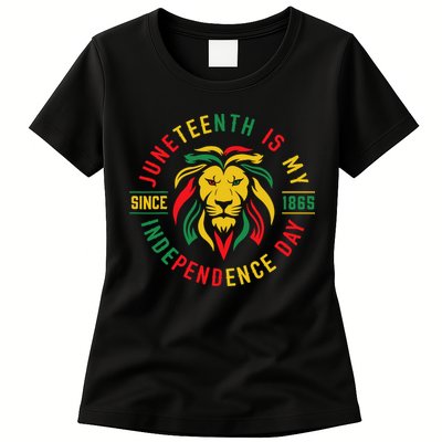 Juneteenth Is My Independence Day Lion Free Ish Since 1865 Womens T-Shirt