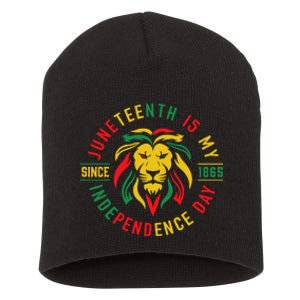 Juneteenth Is My Independence Day Lion Free Ish Since 1865 Short Acrylic Beanie