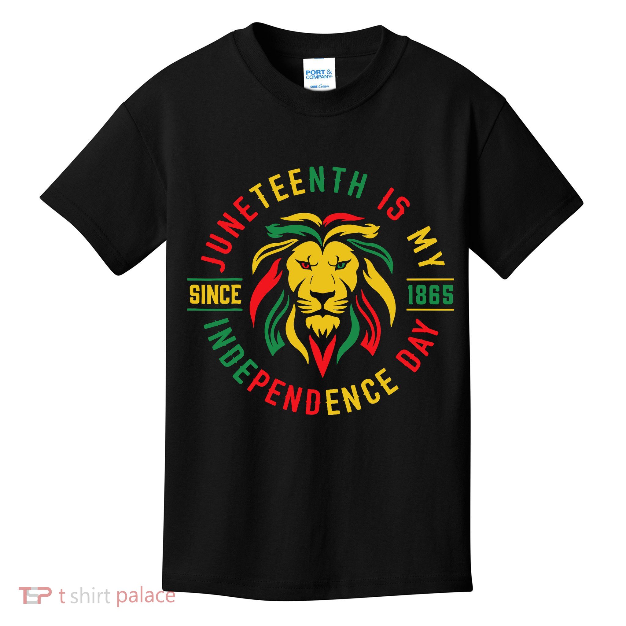 Juneteenth Is My Independence Day Lion Free Ish Since 1865 Kids T-Shirt