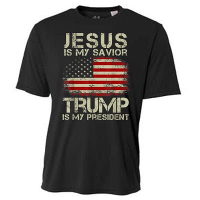 Jesus Is My Savior Trump Is My President Cooling Performance Crew T-Shirt