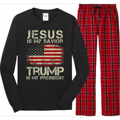 Jesus Is My Savior Trump Is My President Long Sleeve Pajama Set