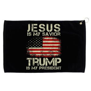 Jesus Is My Savior Trump Is My President Grommeted Golf Towel