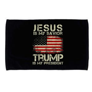 Jesus Is My Savior Trump Is My President Microfiber Hand Towel