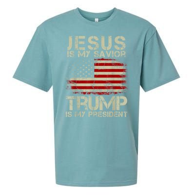 Jesus Is My Savior Trump Is My President Sueded Cloud Jersey T-Shirt