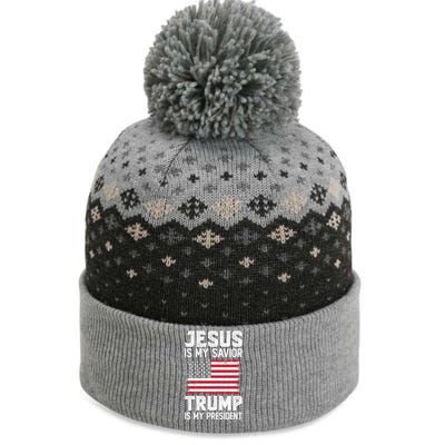 Jesus Is My Savior Trump Is My President Gift The Baniff Cuffed Pom Beanie