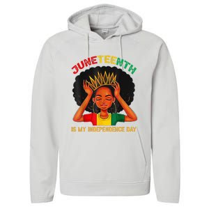 Juneteenth Is My Independence Day Black Black Queen Performance Fleece Hoodie