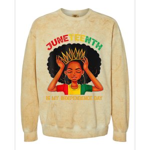 Juneteenth Is My Independence Day Black Black Queen Colorblast Crewneck Sweatshirt