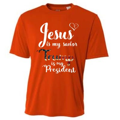 Jesus Is My Savior Trump Is My President Gift Cooling Performance Crew T-Shirt