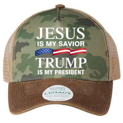 Jesus Is My Savior Trump Is My President Meaningful Gift Legacy Tie Dye Trucker Hat