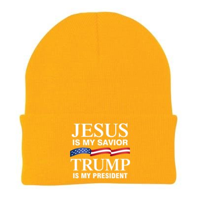 Jesus Is My Savior Trump Is My President Meaningful Gift Knit Cap Winter Beanie