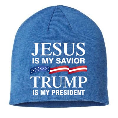 Jesus Is My Savior Trump Is My President Meaningful Gift Sustainable Beanie