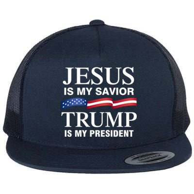 Jesus Is My Savior Trump Is My President Meaningful Gift Flat Bill Trucker Hat