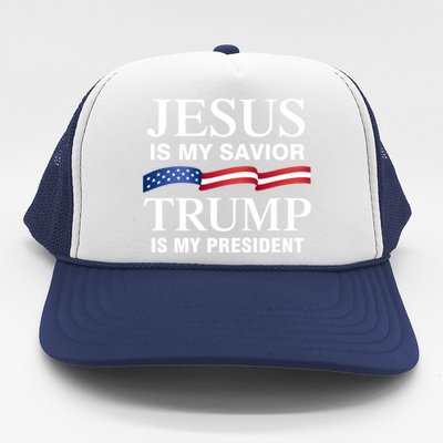 Jesus Is My Savior Trump Is My President Meaningful Gift Trucker Hat