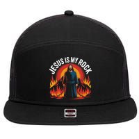 Jesus Is My Rock Religious Christian Biblical 7 Panel Mesh Trucker Snapback Hat