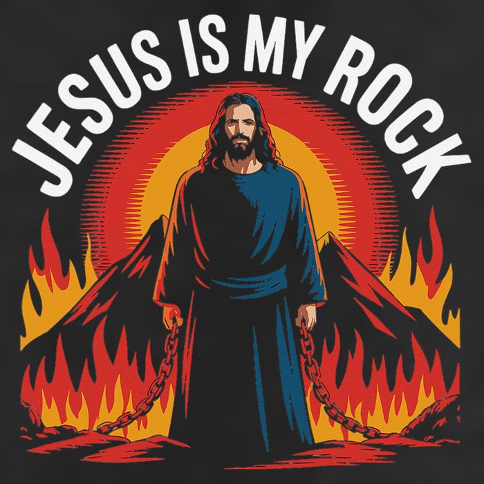 Jesus Is My Rock Religious Christian Biblical 7 Panel Mesh Trucker Snapback Hat