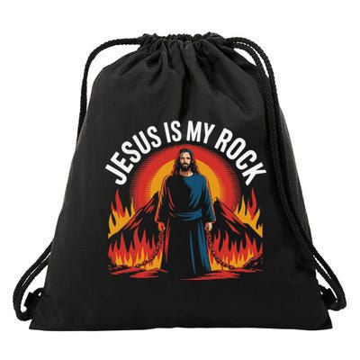 Jesus Is My Rock Religious Christian Biblical Drawstring Bag