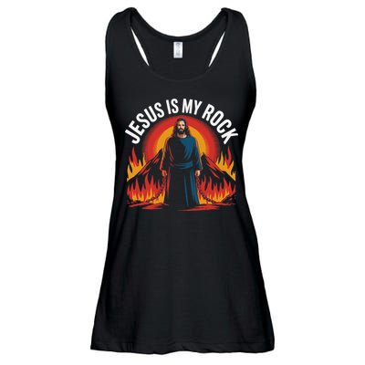 Jesus Is My Rock Religious Christian Biblical Ladies Essential Flowy Tank