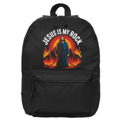 Jesus Is My Rock Religious Christian Biblical 16 in Basic Backpack