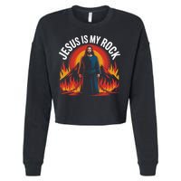 Jesus Is My Rock Religious Christian Biblical Cropped Pullover Crew