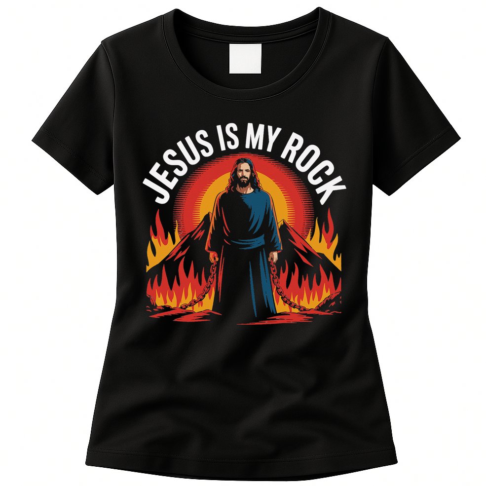 Jesus Is My Rock Religious Christian Biblical Womens T-Shirt