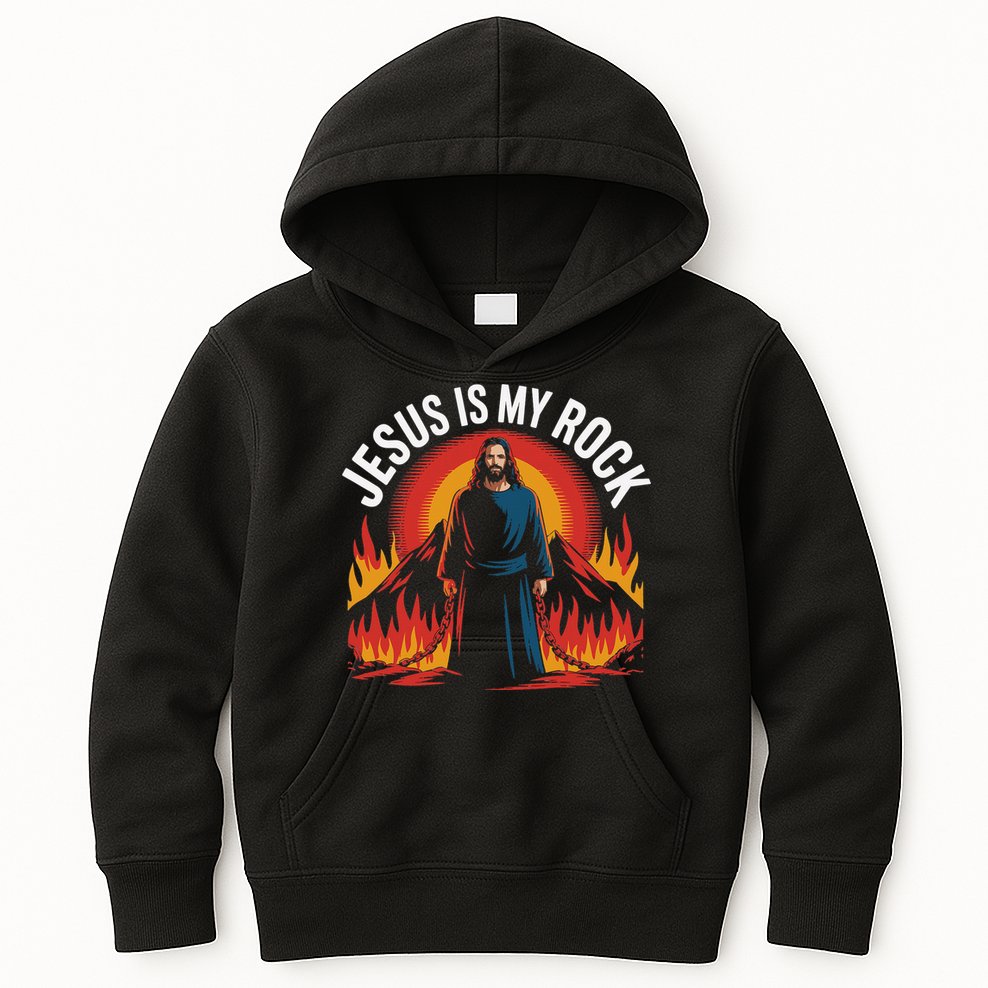 Jesus Is My Rock Religious Christian Biblical Kids Hoodie