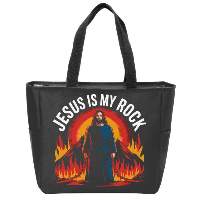 Jesus Is My Rock Religious Christian Biblical Zip Tote Bag
