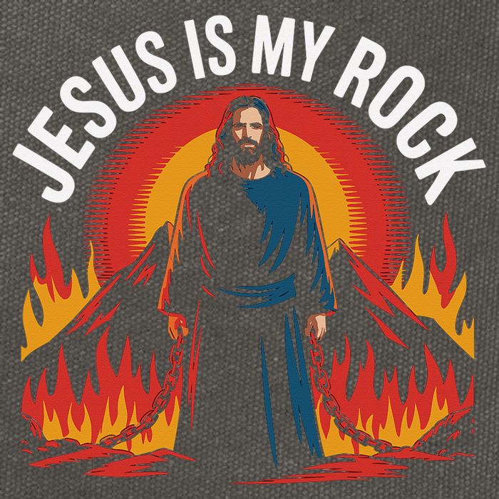 Jesus Is My Rock Religious Christian Biblical Cotton Canvas Backpack