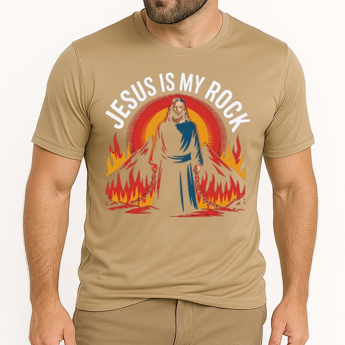 Jesus Is My Rock Religious Christian Biblical Cooling Performance Crew T-Shirt
