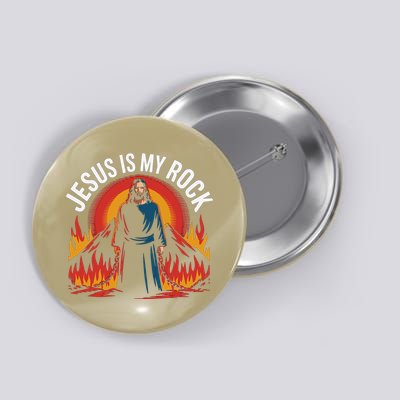 Jesus Is My Rock Religious Christian Biblical Button