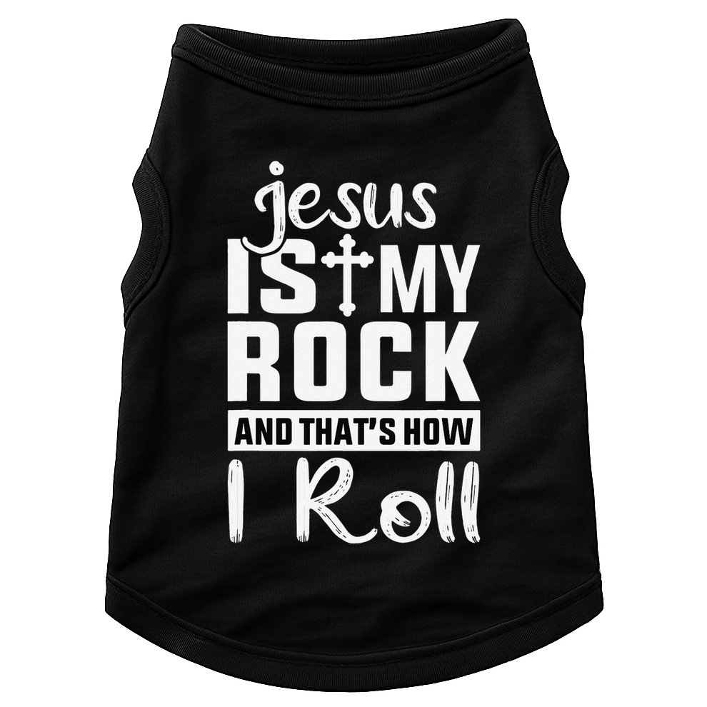 Jesus Is My Rock Baptism Adults Funny Doggie Tank