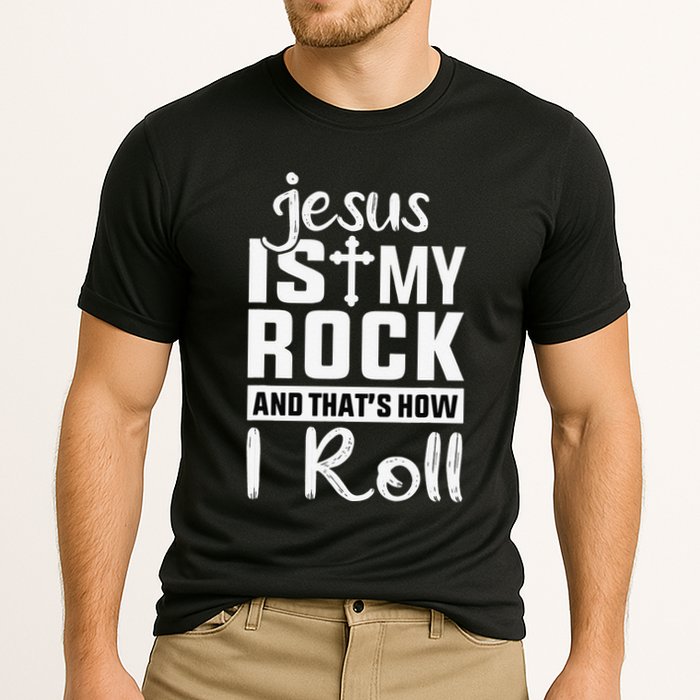 Jesus Is My Rock Baptism Adults Funny Cooling Performance Crew T-Shirt
