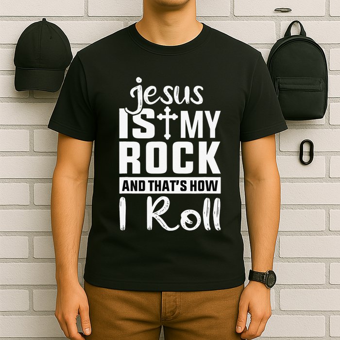 Jesus Is My Rock Baptism Adults Funny T-Shirt