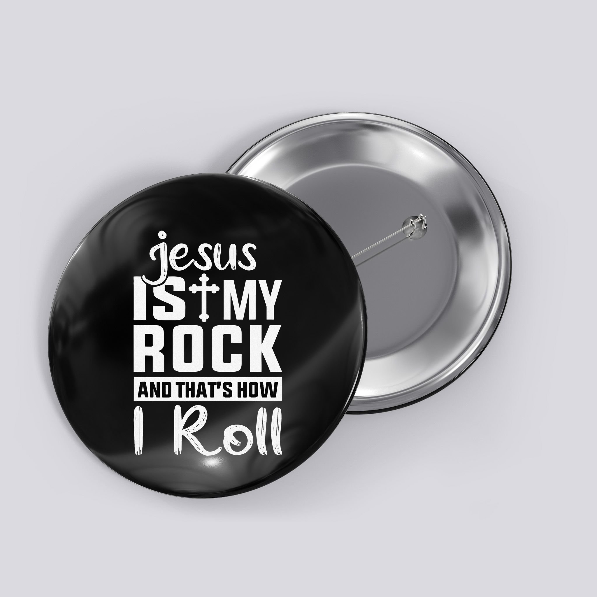Jesus Is My Rock Baptism Adults Funny Button