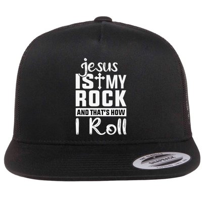 Jesus Is My Rock Baptism Adults Funny Flat Bill Trucker Hat