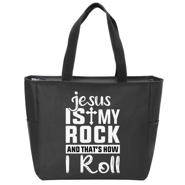 Jesus Is My Rock Baptism Adults Funny Zip Tote Bag