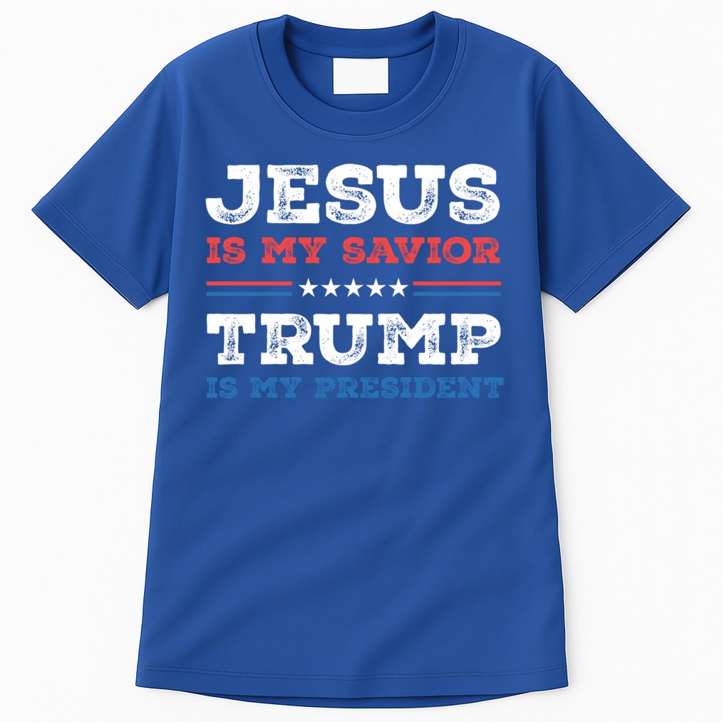 Jesus Is My Savior Trump Is My President Trump 2024 Gift Tall T-Shirt