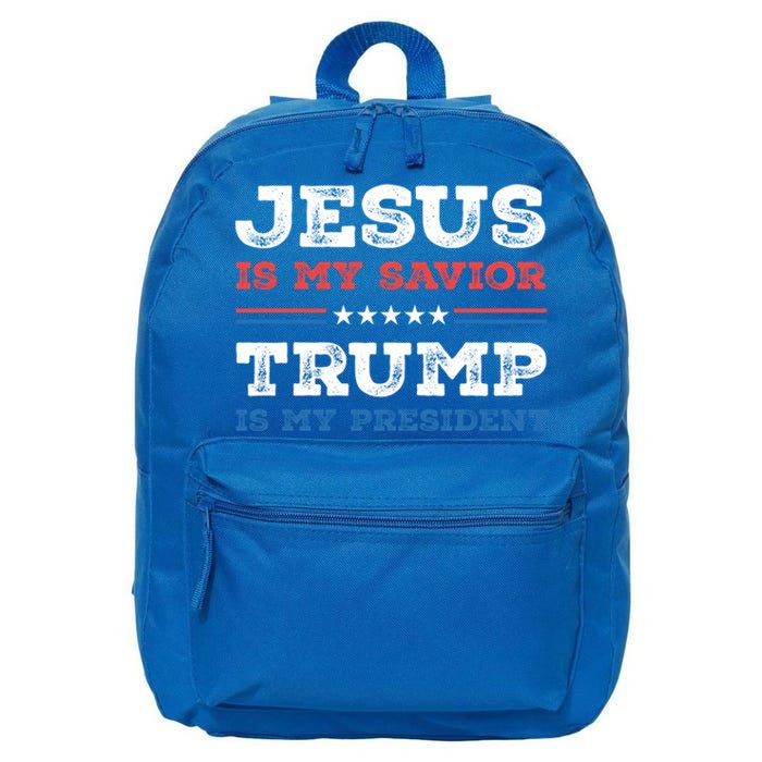 Jesus Is My Savior Trump Is My President Trump 2024 Gift 16 in Basic Backpack